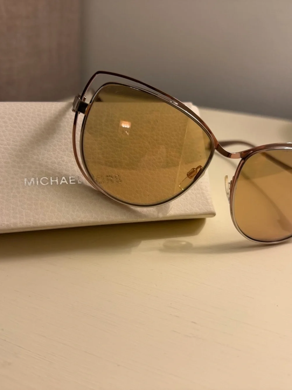 MICHAEL Michael Kors Rose Gold Frame with Brown Lenses Cat-Eye Sunglasses - Picture 1 of 6
